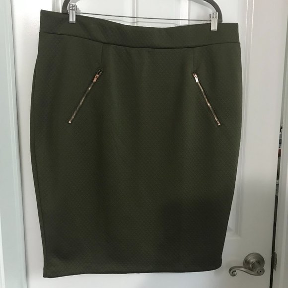 Dresses & Skirts - Olive green pencil skirt (with pockets!) by Ashley Nell Tipton sz 2X